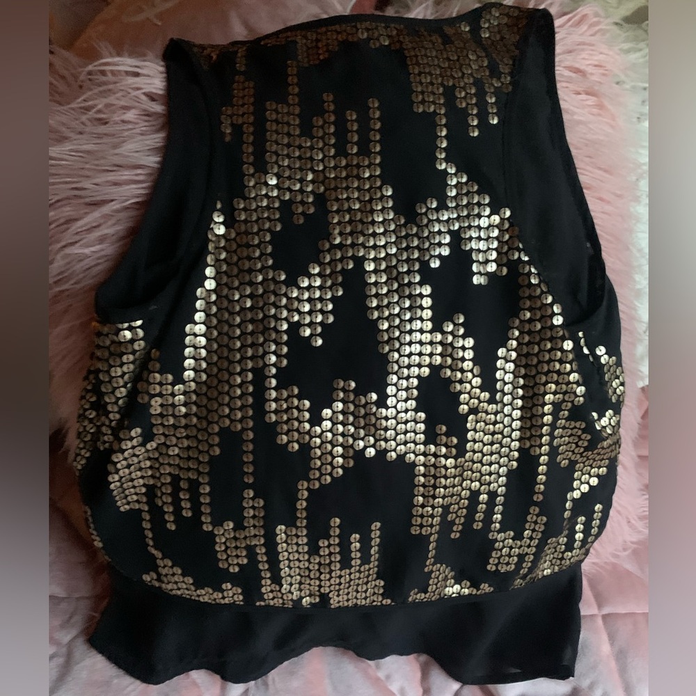 Y2k fabulous antiqued sequin Top